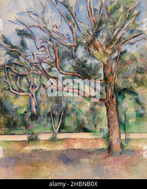 Arbres et route (Arbres et route) (1890) par Paul Cézanne. Banque D'Images