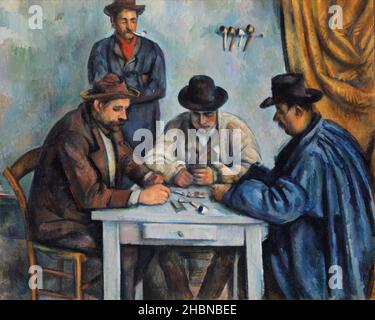 Les lecteurs de carte (env.1890-1892) par Paul Cézanne. Banque D'Images