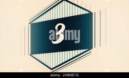 Graphique de la ligne de repère du compte à rebours 10 à 0.Nombre compris entre 1 et 10.Arrêter l'animation de mouvement avec du papier couleur.Compte à rebours de la ligne de repère du film avec les chiffres dessinés. Banque D'Images