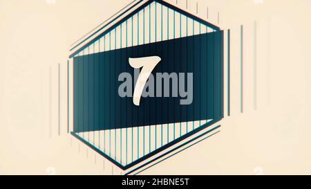 Graphique de la ligne de repère du compte à rebours 10 à 0.Nombre compris entre 1 et 10.Arrêter l'animation de mouvement avec du papier couleur.Compte à rebours de la ligne de repère du film avec les chiffres dessinés. Banque D'Images