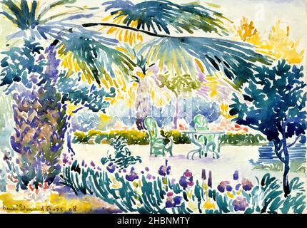 Jardin du peintre à Saint clair (1908) peinture en haute résolution par Henri-Edmond Cross. Banque D'Images