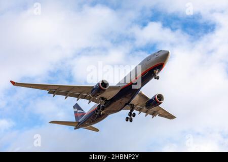 Aeroflot Airbus A330 enregistrement VQ-BBE.Décollage ou atterrissage en avion à l'aéroport international de Sheremetyevo.Transport aérien.Tourisme et Voyage concept Banque D'Images