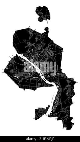 Novosibirsk, Russie, carte vectorielle haute résolution avec limites de ville et chemins modifiables.La carte de la ville a été dessinée avec des zones blanches et des lignes pour la r principale Illustration de Vecteur