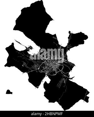 Saragosse, Espagne, carte vectorielle haute résolution avec frontières de la ville et chemins modifiables.La carte de la ville a été tracée avec des zones blanches et des lignes pour les routes principales Illustration de Vecteur