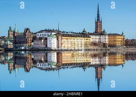 Reflet de la vieille ville de Stockholms (Gamla Stan), au coeur de la Scandinavie.Situé à Stockholm, la capitale de la Suède. Banque D'Images