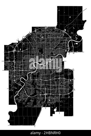 Edmonton, Canada, carte vectorielle haute résolution avec limites de la ville et chemins modifiables.La carte de la ville a été tracée avec des zones blanches et des lignes pour la route principale Illustration de Vecteur