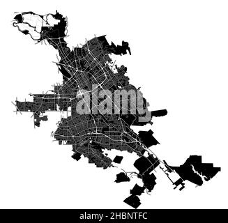 San Jose, Californie, États-Unis, carte vectorielle haute résolution avec limites de ville et chemins modifiables.Le plan de la ville a été dessiné avec des zones blanches et Illustration de Vecteur