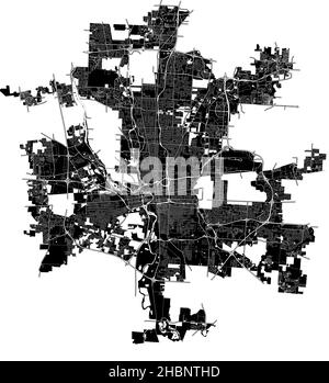 Columbus, Ohio, États-Unis, carte vectorielle haute résolution avec limites de ville et chemins modifiables.Le plan de la ville a été dessiné avec des zones et des lignes blanches Illustration de Vecteur