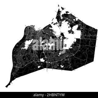 Louisville, Kentucky, États-Unis, carte vectorielle haute résolution avec limites de ville et chemins modifiables.Le plan de la ville a été dessiné avec des zones blanches et Illustration de Vecteur