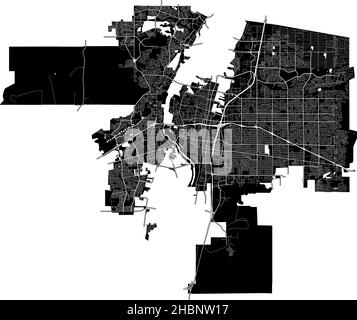 Albuquerque, Nouveau-Mexique, États-Unis, carte vectorielle haute résolution avec frontières de la ville et chemins modifiables.Le plan de la ville a été dessiné avec les zones blanches A. Illustration de Vecteur