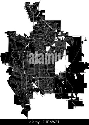 Colorado Springs, Colorado, États-Unis, carte vectorielle haute résolution avec limites de ville et chemins modifiables.Le plan de la ville a été dessiné avec une zone blanche Illustration de Vecteur