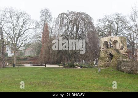 Louvain, Brabant flamand, Belgique - 12 18 2021 : porte historique de la ville dans un parc Banque D'Images