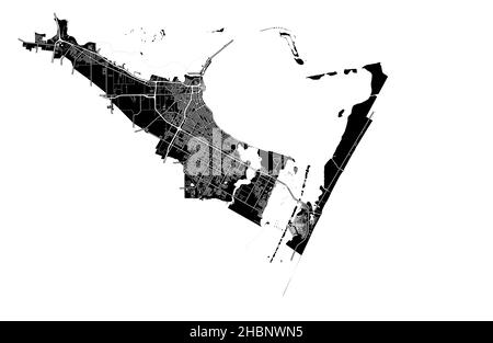 Corpus Christi, Texas, États-Unis, carte vectorielle haute résolution avec limites de ville et chemins modifiables.Le plan de la ville a été dessiné avec des zones blanches et Illustration de Vecteur