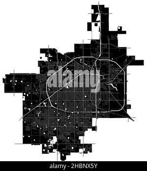 Lubbock, Texas, États-Unis, carte vectorielle haute résolution avec limites de ville et chemins modifiables.Le plan de la ville a été dessiné avec des zones et des lignes blanches Illustration de Vecteur
