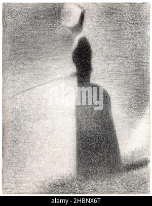 Une femme pêche (1884) par Georges Seurat. Banque D'Images