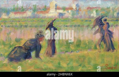 Figures dans un paysage (env.1883) par Georges Seurat. Banque D'Images