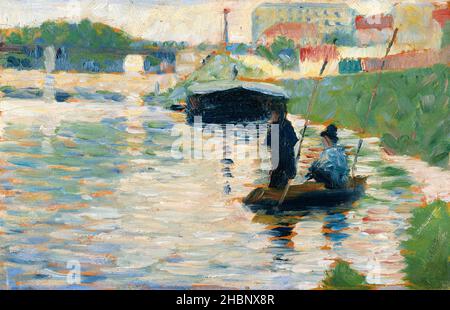 Vue sur la Seine (env.1882-1883) par Georges Seurat. Banque D'Images