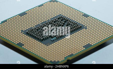 Macro CPU Gold plate Banque D'Images