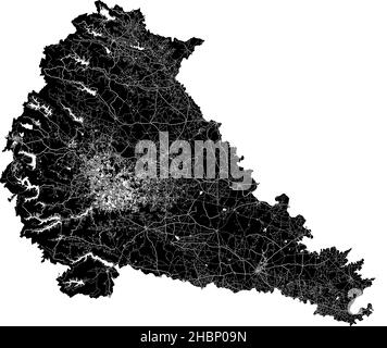 Pune, Inde, carte vectorielle haute résolution avec frontières de la ville et chemins modifiables.La carte de la ville a été dessinée avec des zones blanches et des lignes pour les routes principales, si Illustration de Vecteur