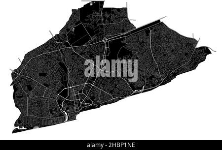 Accra, Ghana, carte vectorielle haute résolution avec frontières de la ville et chemins modifiables.La carte de la ville a été dessinée avec des zones blanches et des lignes pour les routes principales, s Illustration de Vecteur