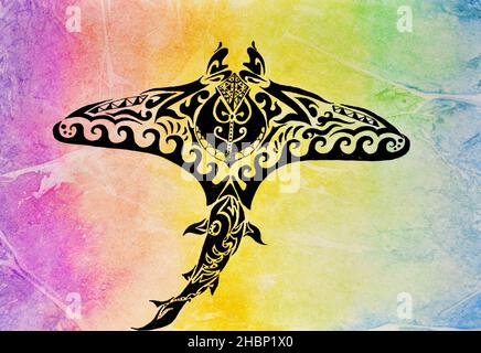 Illustration de Stingray Design de tatouage maori Banque D'Images
