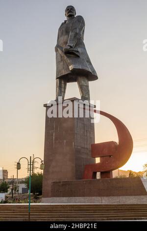 Statue de Lénine à Khujand, Tadjikistan Banque D'Images