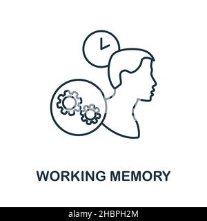Icône mémoire de travail.Élément linéaire issu de la collecte des compétences cognitives.Symbole d'icône de mémoire de travail linéaire pour la conception Web, les infographies et bien plus encore. Illustration de Vecteur