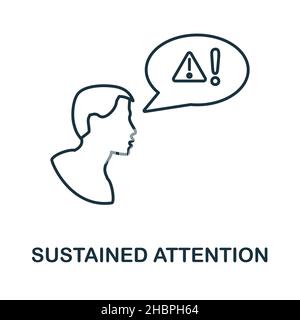 Icône attention soutenue.Élément linéaire issu de la collecte des compétences cognitives.Signe d'icône d'attention soutenue linéaire pour la conception de Web, infographies et plus encore. Illustration de Vecteur