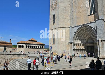 Cathédrale de Santa Maria à Gerona, Catalogne, Espagne Banque D'Images