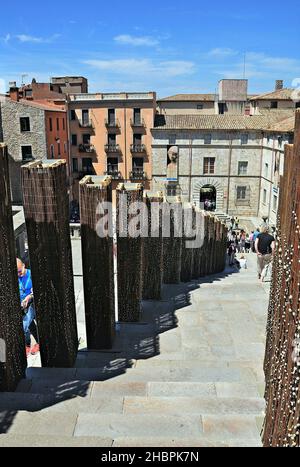 Cathédrale de Santa Maria à Gerona, Catalogne, Espagne Banque D'Images