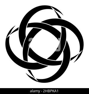 Logo tatouage circulaire croissant de lune symbole de prospérité et de chance Illustration de Vecteur