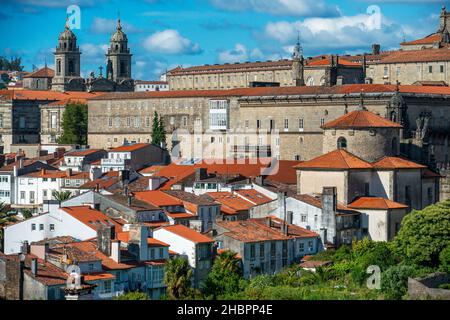 Vieille ville et cathédrale de Saint-Jacques-de-Compostelle à Praza do Obradoiro Saint-Jacques-de-Compostelle A Coruña, Espagne. Banque D'Images