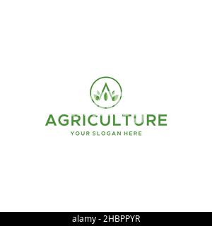 Motif de logo de la feuille D'AGRICULTURE à marque plate Illustration de Vecteur