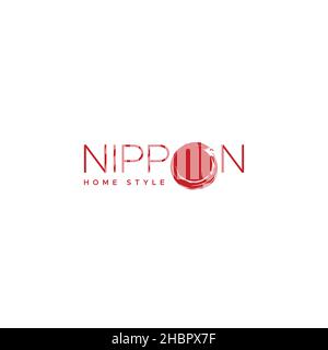 Logo Nippon de style maison minimaliste Illustration de Vecteur