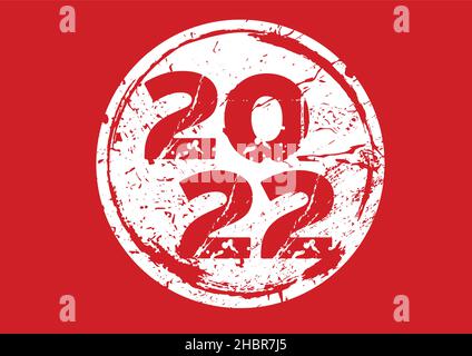 L'autocollant Vector 2022 Happy Year Eve Circle grungy label Illustration de Vecteur