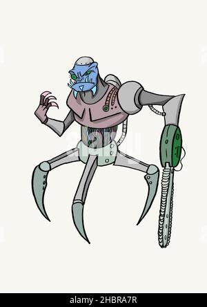 illustration du personnage de cyborg monster dessiné à la main Banque D'Images
