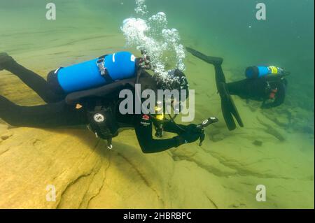 Munising, MI -14th août 2021 : JAUGES de contrôle DE PLONGÉE sous-MARINE Banque D'Images