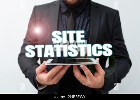 Affiche affichant les statistiques du site.Mot écrit sur la mesure du comportement des visiteurs de certains sites Web présentant les idées de nouvelles technologies discutant Banque D'Images