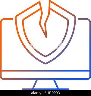 Icône de vecteur linéaire de gradient de vulnérabilité de cybersécurité Illustration de Vecteur