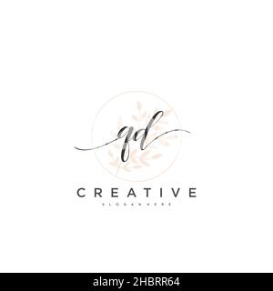 QD écriture initiale modèle géométrique minimaliste logo art vectoriel, logo pour la beauté d'affaires, la mode, et d'autres art Illustration de Vecteur
