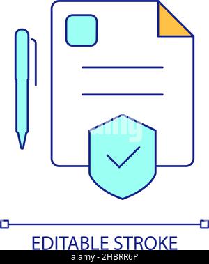 Icône de couleur RVB du contrat de service d'assurance Illustration de Vecteur