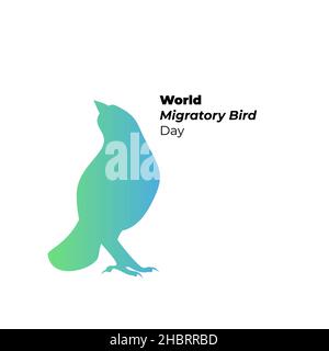 Carte de vacances pour la journée mondiale des oiseaux migrateurs avec silhouette d'oiseau Illustration de Vecteur