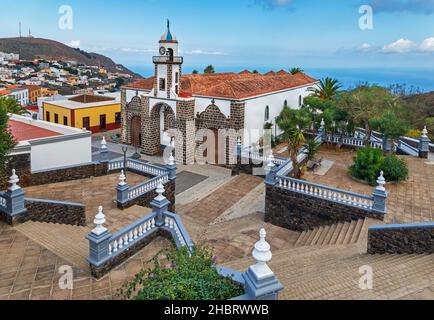 Vue frontale de l'église de Nuestra Señora de la Concepción à Valverde (El Hierro, Îles Canaries) Banque D'Images