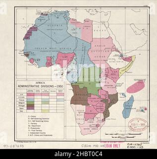 Afrique carte des divisions administratives ca.1950 Banque D'Images