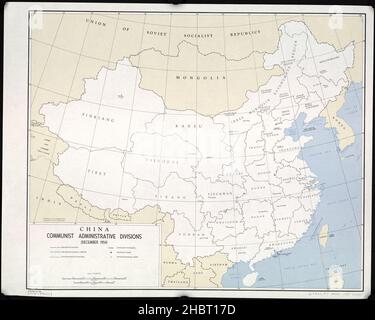 Carte des divisions administratives communistes de la Chine ca.1954 Banque D'Images