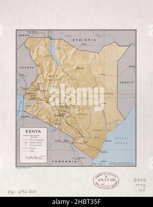 Carte du Kenya ca.1970 Banque D'Images