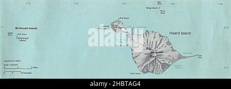 Carte de Heard Island et McDonald Islands dans l'océan Austral ca.1976 Banque D'Images