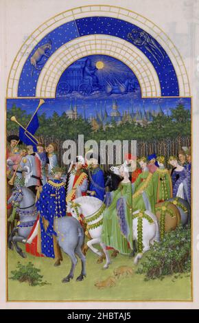 Fères Limbourg - Tès richesses heures du duc de Berry - mois de mai Banque D'Images