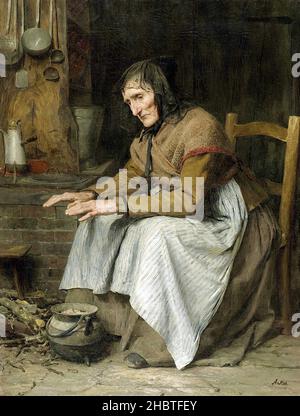 La nonna crogiolarsi al focolare - 1885 - huile sur toile no info - Anker Albert Banque D'Images