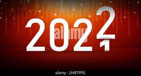Nouvel an 2022 arrière-plan abstrait avec étoiles et lumières brillantes.Bannière bonne année Banque D'Images